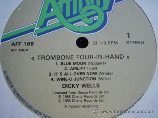 Discos de vinilo: Dicky Wells &ndash; Trombone Four-In-Hand, UK 1986 Affinity - Foto 3