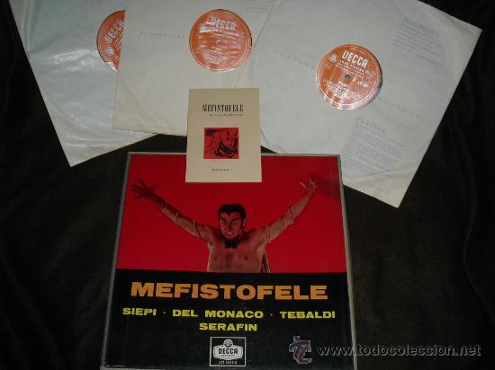Discos de vinilo: MEFISTOFELE..SIEPI..DEL MONACO..TEBALDI CAJA 3 LP DOBLE LIBRETO DECCA LXT 5487-8-9 - Foto 2 - 27679553