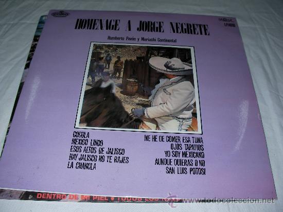 Discos de vinilo: ANTIGUO LP HOMENAJE A JORGE NEGRETE - Foto 1