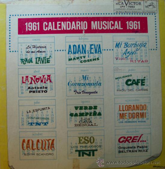 Vinyl records: Calendario Musical 1961, Varios Sudamerica, Edicion de 1961 de Venezuela