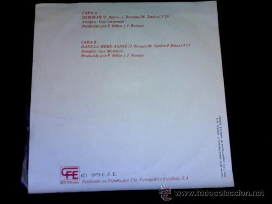 Discos de vinilo: MICHEL SARDOU - DEBORAH - DANS LA MEME ANNEE - SINGLE 1979 - Foto 2