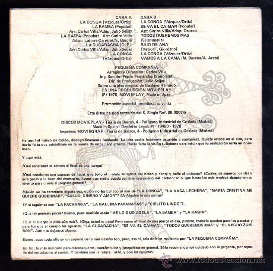 Discos de vinilo: SINGLE DE EL FINAL DE LA JUERGA. PEQUE&Ntilde;A COMPA&Ntilde;IA - Foto 2