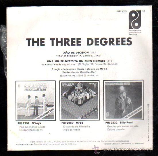 Discos de vinilo: SINGLE DE THE THREE DEGREES. A&Ntilde;O DE DECISION - Foto 2