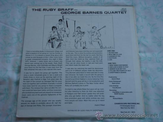 Discos de vinilo: Ruby Braff / George Barnes Quartet With John Giuffrida & Wayne Wright (2) ?&ndash; The Ruby Braff / George - Foto 2