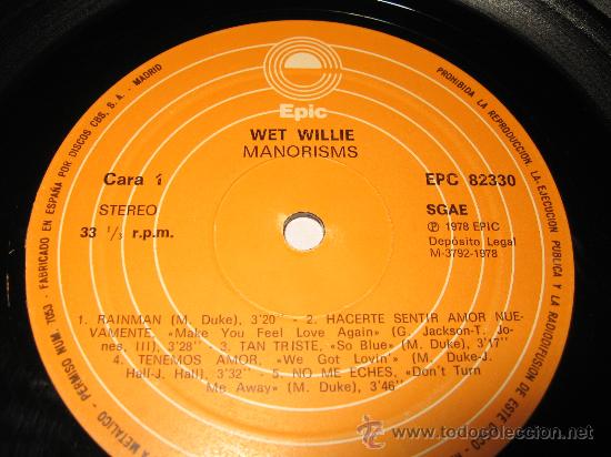 Discos de vinilo: LP WET WILLIE - MANORISMS .EPIC 1978 SPAIN - Foto 4