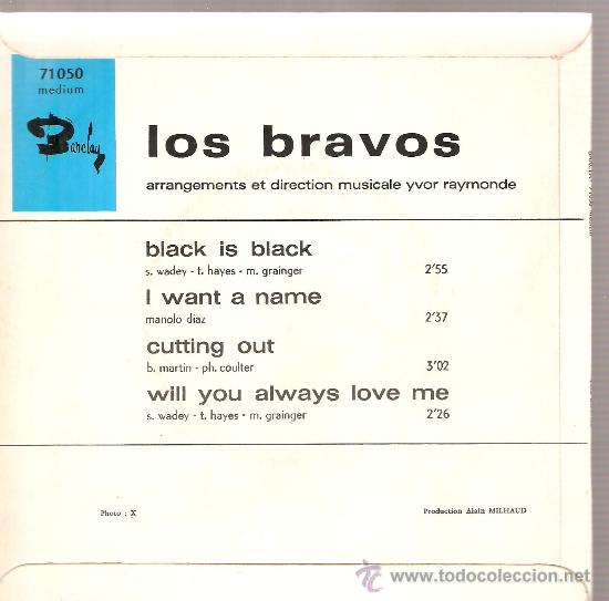 Discos de vinilo: EP LOS BRAVOS : BLACK IS BLACK + 3  - EDITADO EN FRANCIA - Foto 2