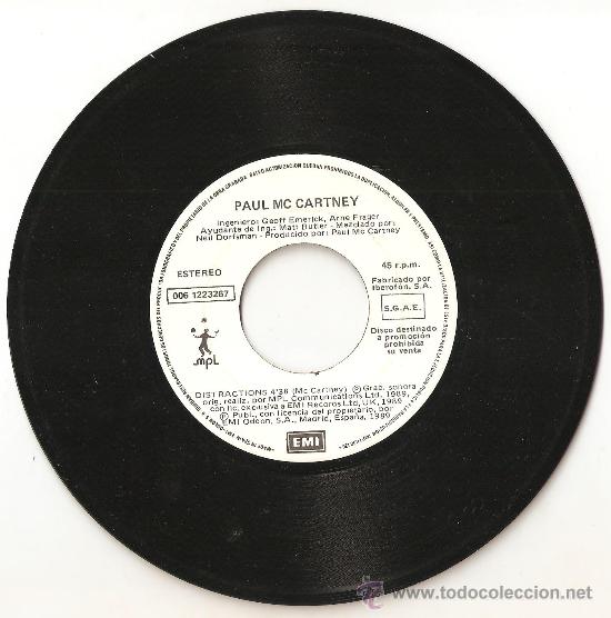 Discos de vinilo: SP PROMOCIONAL ESPA&Ntilde;OL PAUL MCCARTNEY - DISTRACTIONS - Foto 1