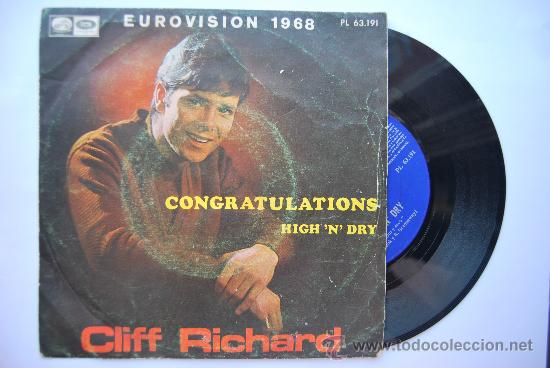Discos de vinilo: CLIFF RICHARD: EUROVISI&Oacute;N 1968- CONGRATULATIONS - Foto 1