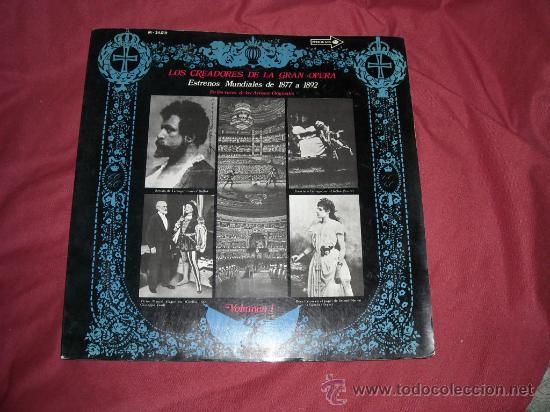 Discos de vinilo: massenet.cellier..verdi LOS CREADORES DE LA GRAN OPERA LP ESTRENOS MUNDIALES 1877 A 1892 MCA SPA