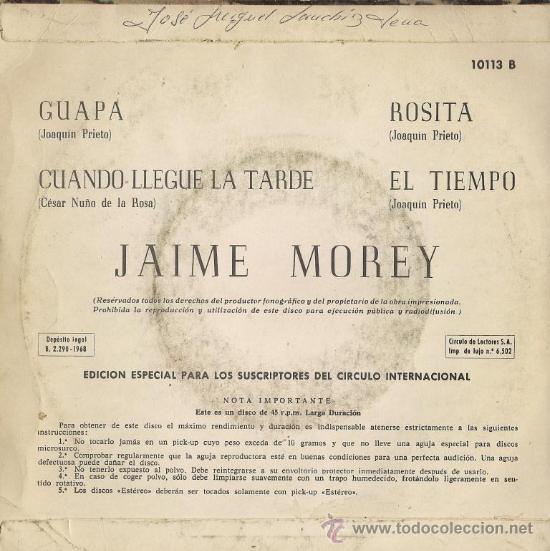 Discos de vinilo: JAIME MOREY  -  1968 - Foto 2