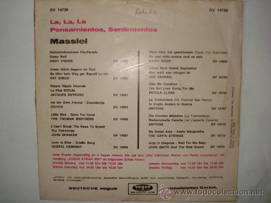 Discos de vinilo: MASSIEL - LA LA LA ( SP EDITADO EN ALEMANIA) - Foto 2