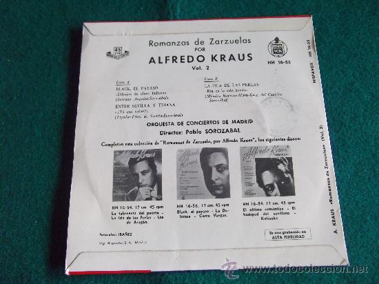 Discos de vinilo: ALFREDO KRAUS-ROMANZAS VOL 2-BLACK EL PAYASO-ENTRE SEVILLA Y TRIANA-LA ISLA ...-HISPAVOX-1959. - Foto 2 - 28761979