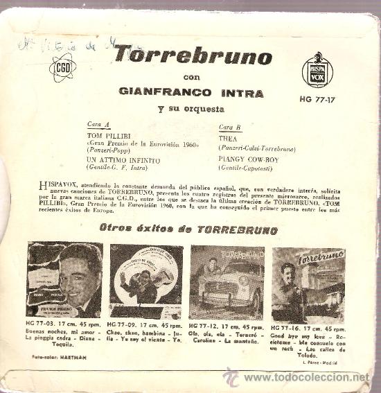 Discos de vinilo: EP TORREBRUNO : TOM PILLIBI ( EUROVISION 1960) - Foto 2