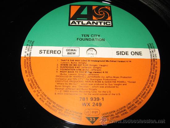 Discos de vinilo: LP TEN CITY foundation .ATLANTIC 1989 GERMANY - Foto 3