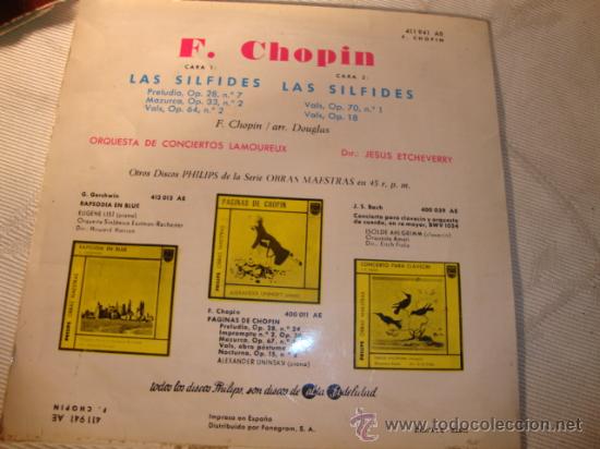 Discos de vinilo: DISCO SINGLE - LAS SILFIDES,  DE F.CHOPIN, A&Ntilde;O 1961. - Foto 2