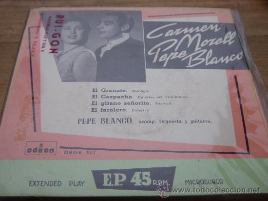 Discos de vinilo: CARMEN MORELL Y PEPE BLANCO. EL GRANATE. EP. ODEON  1954. VINILO IMPECABLE - Foto 1