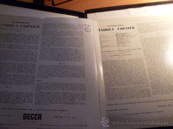 Discos de vinilo: ANDREA CHENIER ( DEL MONACO, TEBALDI, BASTIANINI)  ESTUCHE 2 LP - Foto 5