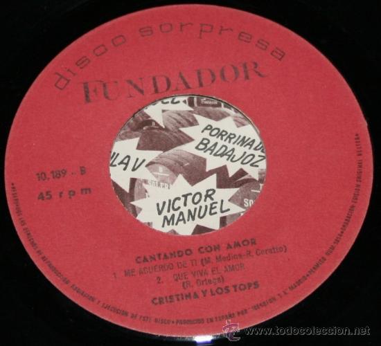 Discos de vinilo: CRISTINA Y LOS TOPS DISCO DE VINILO - Foto 1