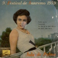 Discos de vinilo: JULA DE PALMA - 9 FESTIVAL DE SANREMO 1959 - PARTIR CON TE - CONOSCERTI + 2 -- EP . Lote 29053902