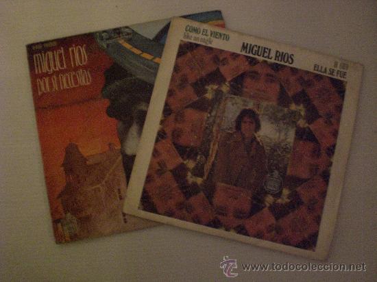Discos de vinilo: miguel rios. como el viento. por si necesitas. lote 2 singles hispavox 1970-73. excelente estado