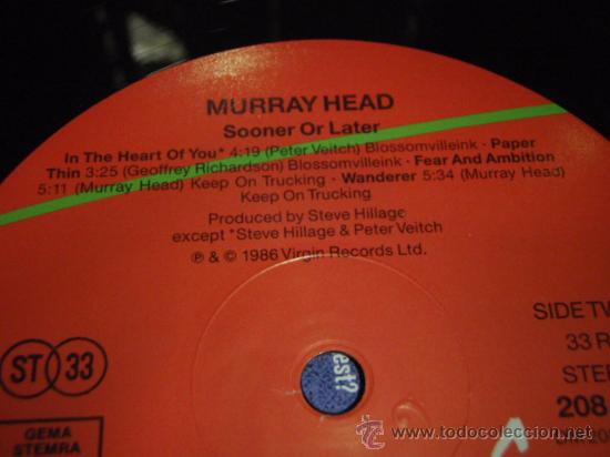 Discos de vinilo: Murray Head &ndash; Sooner Or Later, Canada 1986 A&M Records - Foto 4