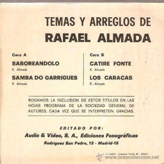 Discos de vinilo: EP TEMAS Y ARREGLOS DE RAFAEL ALMADA : SABOREANDOLO + 3 - Foto 2