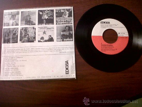 Discos de vinilo: SINGLE SALVADOR ESCAMILLA-CAN&Ccedil;ONS DE PROTESTA-EDIGSA 1966 - Foto 2