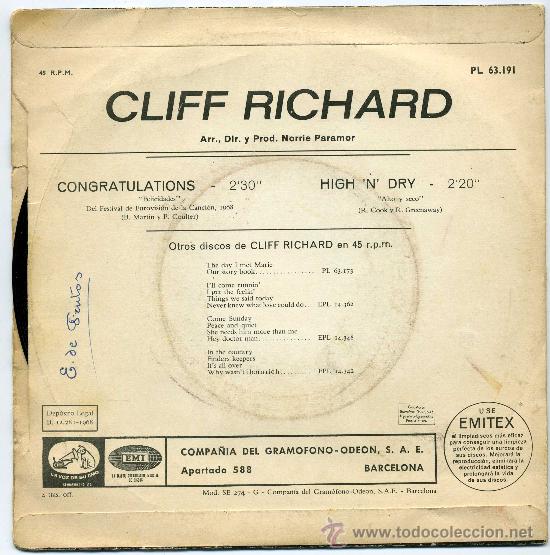 Discos de vinilo: CLIFF RICHARD - CONGRATULATIONS - Foto 2