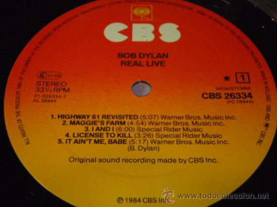 Discos de vinilo: BOB DYLAN - REAL LIVE 1984 - HOLANDA LP CBS RECORDS* - Foto 5