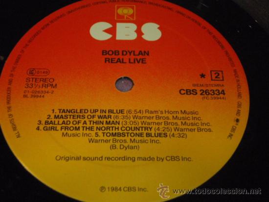 Discos de vinilo: BOB DYLAN - REAL LIVE 1984 - HOLANDA LP CBS RECORDS* - Foto 6