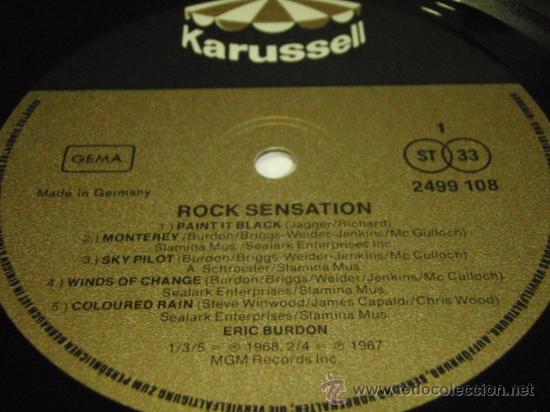 Discos de vinilo: ERIC BURDON  ROCK SENSATION  1968 - GERMANY LP33 KARUSSELL - Foto 3