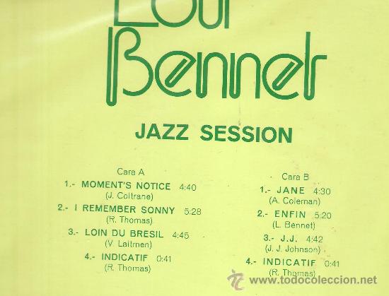 Discos de vinilo: LP LOU BENNET - JAZZ SESSION - Foto 2