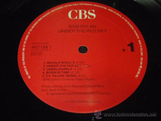 Discos de vinilo: Bob Dylan &ndash; Under The Red Sky, Europe 1990 CBS* - Foto 3