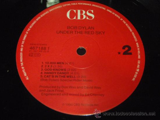 Discos de vinilo: Bob Dylan &ndash; Under The Red Sky, Europe 1990 CBS* - Foto 4