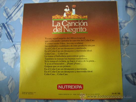 Discos de vinilo: LA CANCION DEL NEGRITO NUTREXPA COLA-CAO - Foto 2