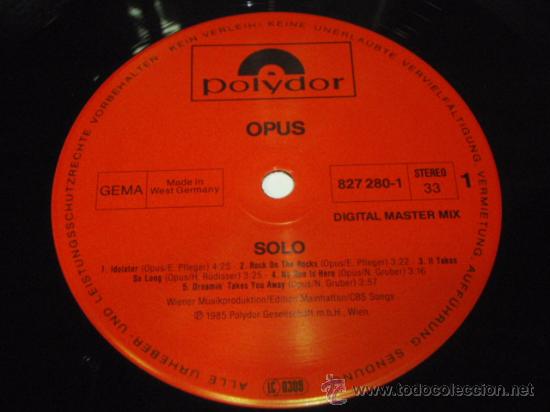 Discos de vinilo: Opus &lrm;&ndash; Solo Germany,1985 Polydor - Foto 3
