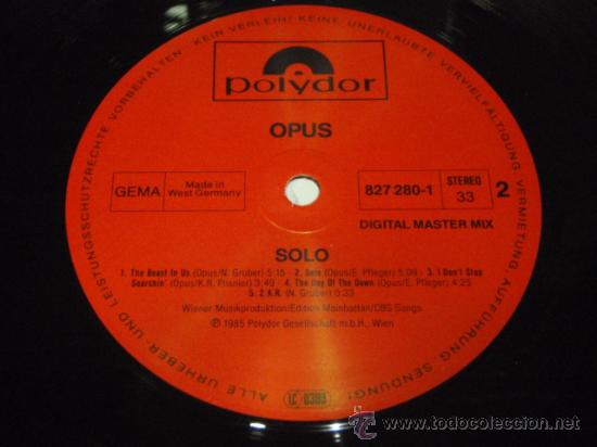 Discos de vinilo: Opus &lrm;&ndash; Solo Germany,1985 Polydor - Foto 4