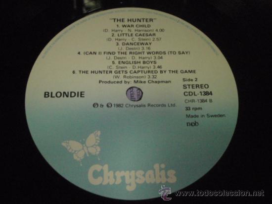 Discos de vinilo: Blondie &lrm;&ndash; The Hunter Sweden,1982 Chrysalis - Foto 4