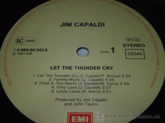Discos de vinilo: Jim Capaldi &lrm;&ndash; Let The Thunder Cry Germany,1981 EMI Records - Foto 3