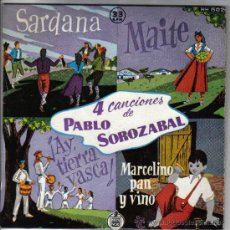 Discos de vinilo: SINGLE 4 CANCIONES DE PABLO SOROZABAL, HISPAVOX. Lote 29665411