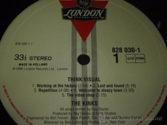 Discos de vinilo: The Kinks &lrm;&ndash; Think Visual , Holanda 1986 London Recording - Foto 2