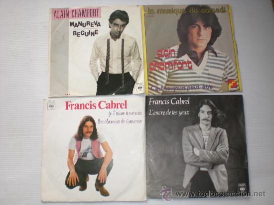 Dischi in vinile: lote n&ordm; 5.- 4 singles cantantes franceses hits a&ntilde;os 70-80 excelente estado, oferta ver + informacion