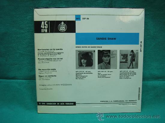 Discos de vinilo: Singels Sandie Shaw Eurovision 67 - Foto 2
