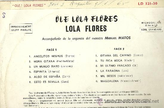 Discos de vinilo: LOLA FLORES. Ole (vinilo Lp) - Foto 2