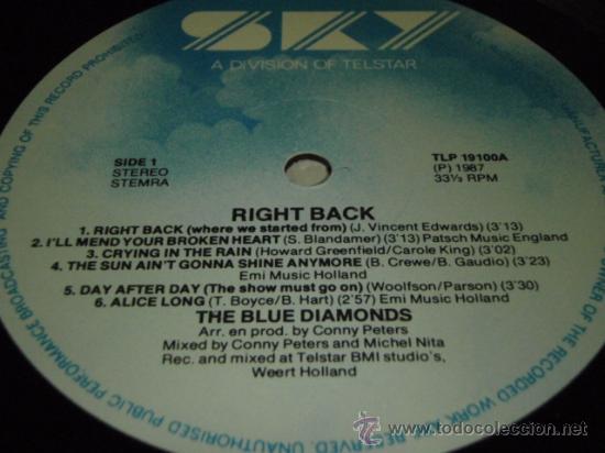 Discos de vinilo: THE BLUE DIAMONDS ( RIGHT BACK ) 1987 - HOLANDA LP33 - Foto 3