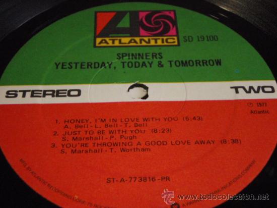 Discos de vinilo: Spinners - Yesterday, Today & Tomorrow 1977 USA ATLANTIC - Foto 4