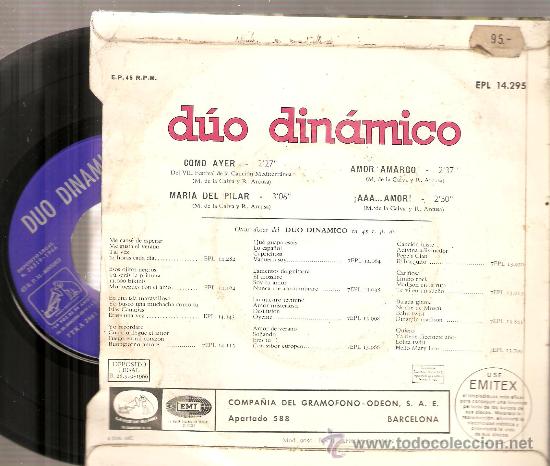 Discos de vinilo: EP DUO DINAMICO - COMO AYER + 3 - Foto 2