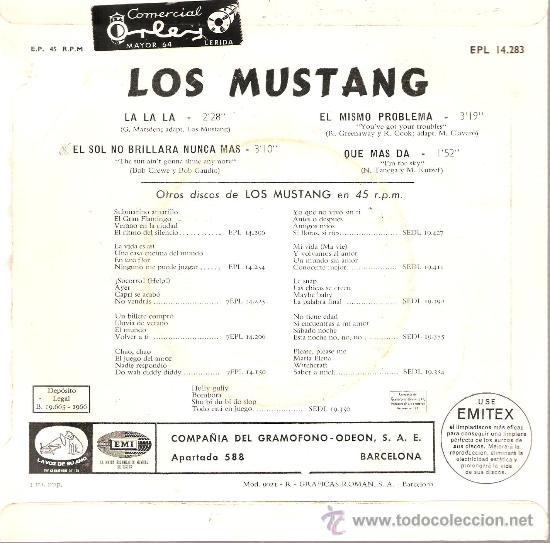 Discos de vinilo: EP LOS MUSTANG : LA LA LA + 3 - Foto 2