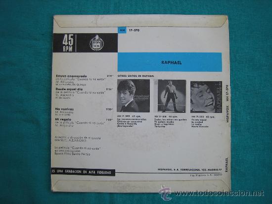 Discos de vinilo: Singels Raphael a&ntilde;o 1966 - Foto 2
