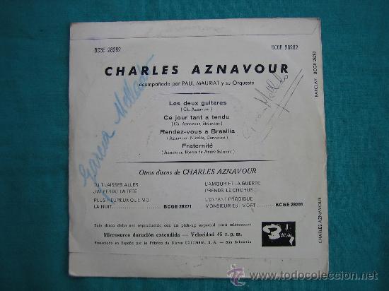 Discos de vinilo: Singels Charles Aznavour a&ntilde;o 1961 - Foto 2